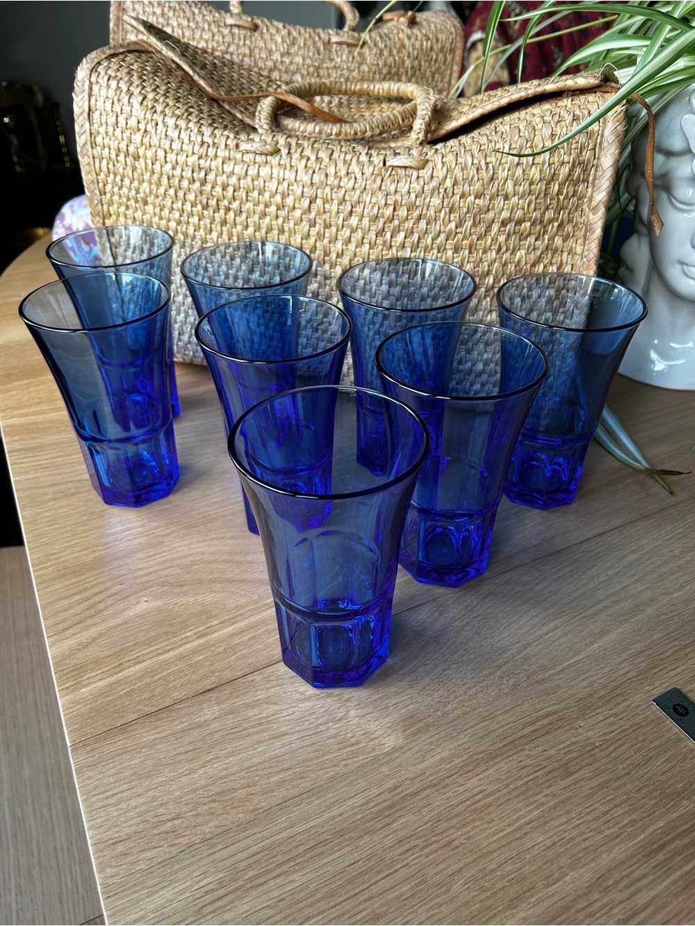 Libbey Blue Glass Drinking Tumblers - Set of 8